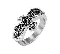 TQWSVUM Anello Aquila Nodo Celtico Nordico Vichingo Per Uomo - Anello Stile Punk Vintage Hip Hop In Acciaio Inossidabile - Anello Pirata Aquila Volante Fatto A Mano Regalo Gioielli Accessori