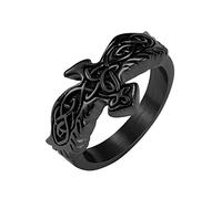 TQWSVUM Anello Aquila Nodo Celtico Nordico Vichingo Per Uomo - Anello Stile Punk Vintage Hip Hop In Acciaio Inossidabile - Anello Pirata Aquila Volante Fatto A Mano Regalo Gioielli Accessori