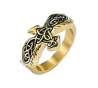 TQWSVUM Anello Aquila Nodo Celtico Nordico Vichingo Per Uomo - Anello Stile Punk Vintage Hip Hop In Acciaio Inossidabile - Anello Pirata Aquila Volante Fatto A Mano Regalo Gioielli Accessori