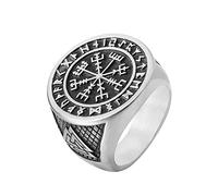TQWSVUM Anello Bussola Pirata Viking Vegvisir da Uomo - Simbolo del Triangolo di Odin Nordico Anello In Acciaio Inossidabile Valknut - Gioielli Amuleti Classici Hip-hop Fatti A Mano