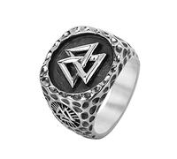 TQWSVUM Anello Bussola Pirata Viking Vegvisir da Uomo - Simbolo del Triangolo di Odin Nordico Anello In Acciaio Inossidabile Valknut - Gioielli Amuleti Classici Hip-hop Fatti A Mano