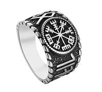 TQWSVUM Anello Bussola Viking Vegvisir In Acciaio Inossidabile da Uomo, Anello Pollice Nordico Runico Biker Band, Gioielli di Protezione Men'amuleto Celtico Celtico Vintage Gotico