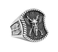 TQWSVUM Anello Con Ascia da Guerriero Vichingo Per Uomo Donna -Amuleto Mjolnir A Doppia Ascia Pirata Nordico In Acciaio Inossidabile -Talismano di Protezione Scandinavo Gioielli Gotici