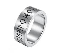 TQWSVUM Anello Con di Futhark Vichingo Norreno, Anello Cerchio Runa da Uomo Donna In Acciaio Inossidabile, Anello Amuleto Pagano Medievale Fatto A Mano Gioielli Scandinavi Taglia 7-13