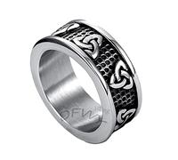 TQWSVUM Anello Con Nodo Celtico In Acciaio Inossidabile Vichingo Per Uomo, Anello A Fascia Triquetra Vintage Nordico, Anello Dito Della Trinità Religiosa Moda Gioielli Scandinavi Pagani