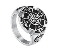 TQWSVUM Anello Con Nodo Celtico Vichingo - Anello Con Nodo Triangolare In Acciaio Inossidabile Placcato Oro Uomo E Donna - Gioielli Con Fascia Nuziale Nordica Vintage Moda Nodo Irlandese Amuleto