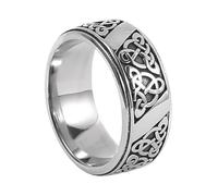 TQWSVUM Anello Con Nodo Triquetra Vichingo - Anello Nodo Trinità Celtico In Acciaio Inossidabile Uomo Nordico - Medievale Vintage Nodo Irlandese Amuleto Affascinante Protezione Gioielli Pagani