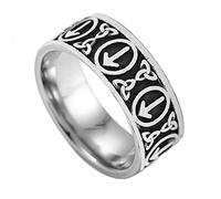 TQWSVUM Anello Con Runa Con Nodo Celtico Vichingo Nordico,Anello Amuleto Con Nodo Celtico Triquetra In Acciaio Inossidabile da Uomo,Fascino Medievale Pagano Nodo Irlandese Gioielli Scandinavi
