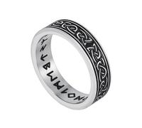 TQWSVUM Anello con Rune Nordiche Viking E Nodo Celtico - Anello con Rune Elder Futhark In Acciaio Inossidabile Per Uomo E Donna - Amuleto Pagan Fatto A Mano Gioiello A Fascia Matrimonio Alla Moda