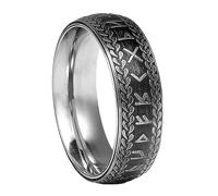 TQWSVUM Anello Con Rune Vichinghe Per Uomo Donna - Anello A Fascia Con Rune Futhark In Acciaio Inossidabile Nordico - Moda Vintage Placcato In Oro Nodo Celtico Rune Cerchio Anello Coppia Gioielli