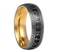 TQWSVUM Anello Con Rune Vichinghe Per Uomo Donna - Anello A Fascia Con Rune Futhark In Acciaio Inossidabile Nordico - Moda Vintage Placcato In Oro Nodo Celtico Rune Cerchio Anello Coppia Gioielli