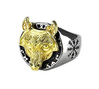 TQWSVUM Anello Con Testa di Lupo Runa Vichinga Per Uomo -Anello Fenrir Con Nodo Celtico Bussola Nordica - Acciaio Inossidabile Moda Vintage Lupo Valknut Simbolo Anello Pirata Gioielli
