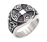 TQWSVUM Anello da Croce A Nodo Celtico In Acciaio Inossidabile da Uomo, Nordic Viking Triquetra Knot Anello for Banda Nuziale, Pagan Amulet Punk Vintage Fashion Biker Gioielli Regalo di Natale