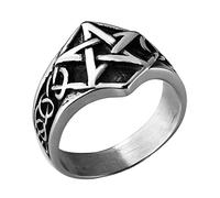 TQWSVUM Anello da Uomo In Acciaio Inossidabile Celtic Knot Pentagram Star, Nordic Viking Vintage Pentagram Anello Geometrico da Dito, Moda Gotico Pagano Fede Nuziale Gioielli Taglia 7-13