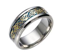 TQWSVUM Anello da Uomo In Acciaio Inossidabile Con Drago Celtico Vichingo, Fede Nuziale Donna In Drago,Mitologia Norrena Moda Vintage 8MM Anello In Fibra di Carbonio Gioielli Taglia 7-13