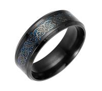 TQWSVUM Anello da Uomo In Acciaio Inossidabile Con Drago Celtico Vichingo, Fede Nuziale Donna In Drago,Mitologia Norrena Moda Vintage 8MM Anello In Fibra di Carbonio Gioielli Taglia 7-13