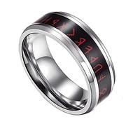 TQWSVUM Anello da Uomo In Acciaio Inossidabile Con Vichinghe, Anello Per Il Cambio di Temperatura Runico Nordico Futhark, Norreno Scandinavo Amuleto Celtico Pagano Anelli di Nozze