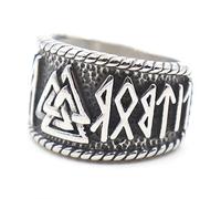 TQWSVUM Anello da Uomo In Acciaio Inossidabile Con Vichinghe Valknut, Mitologia Nordica Anello Con Sigillo Guerriero Simbolo di Odino, Gioielli Unisex Vintage Con Protezione Religiosa