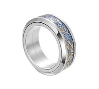 TQWSVUM Anello del Drago Celtico Vichingo, Mitologia Norrena Animale Amuleto Spinner Ring Gioielli, Anello Girevole In Acciaio Inossidabile Con Drago Per Uomo Donna 7-13