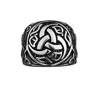 TQWSVUM Anello del Drago Con Nodo Vichingo Nordico - Anello Amuleto Triplo Corno di Odino In Acciaio Inossidabile da Uomo - Gioielli Anello Pirata Animale Hip-hop Moda Lucidato A Mano