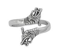TQWSVUM Anello del Drago Della Mitologia Norrena Per Gli Uomini - Anello In Acciaio Inossidabile Con Doppia Testa di Drago Vichingo - Gioielli Con Amuleto Animale Gotico Vintage Pagano