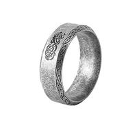 TQWSVUM Anello del Drago Nordico - Anello Amuleto del Drago Celtico Vichingo da Uomo - 8MM Acciaio Inossidabile Cool Punk Animal Pirate Band Ring Gioielli Pagani