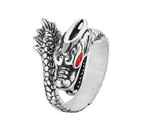 TQWSVUM Anello del Drago Vichingo da Uomo - Nordic Stainless Steel Vintage Punk Dragon Head Pirate Ring - Moda Ouroboros Animale Amuleto Anello Gioielli Regalo
