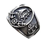 TQWSVUM Anello di Ancoraggio Della Nave Vichinga Per Uomo -Anello In Acciaio Inossidabile Per Barche A Vela Pirata Vintage Nordico -Anello Con Sigillo Della Bussola Fatto A Mano Gioielli Gotici