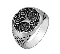 TQWSVUM Anello di Nodo Celtico Yggdrasil Albero Della Vita Vichingo, Gioielli Amuleto Norreno In Acciaio Inossidabile da Uomo, Anelli Per Il Pollice Della Fascia Nuziale Pagana Men'annata