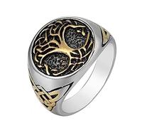 TQWSVUM Anello di Nodo Celtico Yggdrasil Albero Della Vita Vichingo, Gioielli Amuleto Norreno In Acciaio Inossidabile da Uomo, Anelli Per Il Pollice Della Fascia Nuziale Pagana Men'annata
