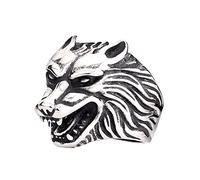 TQWSVUM Anello di Testa di Lupo Vichingo Nordico Per Uomo - Anello di Amuleto Pirata del Lupo di Odino In Acciaio Inossidabile Vintage - Anello di Fenrir Animale di Moda Per Adolescenti Gioielli