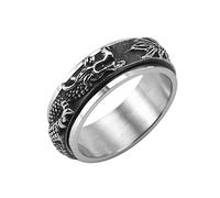 TQWSVUM Anello Dragon Spinner Per Uomo Donna,Anello Girevole A di Drago Vichingo Largo 8 Mm In Acciaio Inossidabile,Vintage Punk Biker Band Anelli Accessori Per Gioielli Per Feste