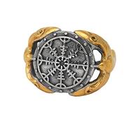 TQWSVUM Anello Elmo del Corvo Vichingo -Anello Pirata Nordico In Acciaio Inossidabile Odin Crow -Regalo di Compleanno Per Gioielli Con Ciondolo Ad Anello Huginn E Muninn Vintage A Doppio Colore