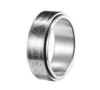 TQWSVUM Anello Girevole del Martello di Thor's Con Runa Vichinga Nordica - Anello da Uomo In Acciaio Inossidabile Mjolnir Spinner - Celtic Pagan Gothic Vintage Punk Amuleto Thumb Ring