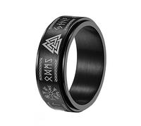 TQWSVUM Anello Girevole del Martello di Thor's Con Runa Vichinga Nordica - Anello da Uomo In Acciaio Inossidabile Mjolnir Spinner - Celtic Pagan Gothic Vintage Punk Amuleto Thumb Ring