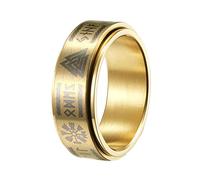 TQWSVUM Anello Girevole del Martello di Thor's Con Runa Vichinga Nordica - Anello da Uomo In Acciaio Inossidabile Mjolnir Spinner - Celtic Pagan Gothic Vintage Punk Amuleto Thumb Ring