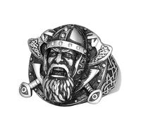 TQWSVUM Anello Guerriero Odino Vichingo da Uomo - Anello Con Nodo Celtico Vintage In Acciaio Inossidabile Nordico - Moda Metallo Punk Gotico Rock Hip Hop Berserker Simbolo Gioielli Festa