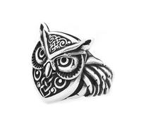TQWSVUM Anello In Acciaio Inossidabile Con Testa di Gufo Vichingo Per Uomini E Donne - Anello Per Dito Gufo Animale Carino E Nodo Celtico Norreno - Gioielli Amuleto Strada Lucidi Fatti A Mano