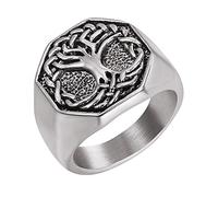 TQWSVUM Anello In Acciaio Inossidabile da Uomo Viking Tree Of Life Band,Nordic Pirate Celtics Knot Yggdrasil Amulet Ring, Medieval Vintage Classic Hip Hop Gioielli Taglia 7-13