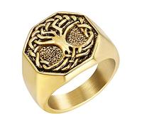 TQWSVUM Anello In Acciaio Inossidabile da Uomo Viking Tree Of Life Band,Nordic Pirate Celtics Knot Yggdrasil Amulet Ring, Medieval Vintage Classic Hip Hop Gioielli Taglia 7-13