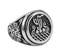 TQWSVUM Anello Nave Pirata Vichinga Per Uomo - Anello Per Barca A Vela Vintage Nordico In Acciaio Inossidabile - Anello Con Sigillo Per Barca Punk Gotico Pagano Fatto A Mano Con Amuleto