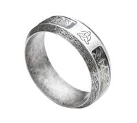 TQWSVUM Anello Nodo Celtico Triquetra Vichingo per Uomo E Donna - Anello in Acciaio Inossidabile Rune Futhark Nordiche Nodo Trinità - Accessorio per Fede Nuziale Pagano Vintage Fatto A Mano