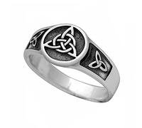 TQWSVUM Anello Nodo Celtico Vichingo Norreno -Anello In Acciaio Inossidabile Con Nodo Triquetra Vintage da Uomo Donna -Nordic Trinity Knot Wedding Band Promise Ring Gioielli Irlandesi