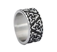 TQWSVUM Anello Nodo Triquetra Celtico Vichingo Nordico - Anello Amuleto Nodo Trinità Acciaio Inossidabile Uomo Donna - Gioielli Irlandesi Protezione Lucidata Moda Fatta A Mano