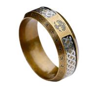 TQWSVUM Anello Nordic Albero Della Vita da Uomo Donna - Anello Vichingo In Acciaio Inossidabile Con Nodo Celtico Yggdrasil - Coppia Oro Antico Fuþark Rune Promessa di Nozze Finger Ring Gioielli