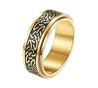 TQWSVUM Anello Nordico Rotante da 8 Mm In Acciaio Inossidabile Celtic Triquetra Knot, Uomini Donne Viking Spinner Band Anelli, Medieval Vintage Gothic Thumb Ring Gioielli Taglia 7-12