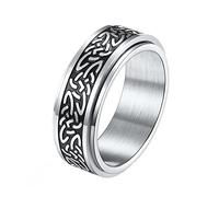 TQWSVUM Anello Nordico Rotante da 8 Mm In Acciaio Inossidabile Celtic Triquetra Knot, Uomini Donne Viking Spinner Band Anelli, Medieval Vintage Gothic Thumb Ring Gioielli Taglia 7-12