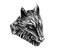 TQWSVUM Anello Nordico Viking Wolf In Acciaio Inossidabile da Uomo, Testa di Lupo Odino Fatta A Mano Fenrir Amulet Finger Ring, Unisex Fashion Hip Hop Protection Celtic Pagan Animal Jewelry