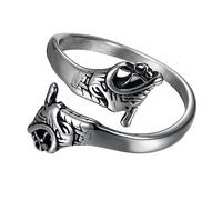 TQWSVUM Anello Norreno Vichingo con Doppia Testa di Drago - Anello di Apertura Regolabile Dragon in Acciaio Inossidabile da Uomo -Gioielli D'amuleto Animale Fatti A Mano Ouroboros Finger Ring