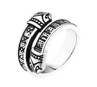 TQWSVUM Anello Norreno Vichingo Drago Misura Regolabile, Uomo Donna Dragon Ouroboros Anello Aperto In Acciaio Inossidabile, Gioielli di Protezione Vintage Punk Medievale